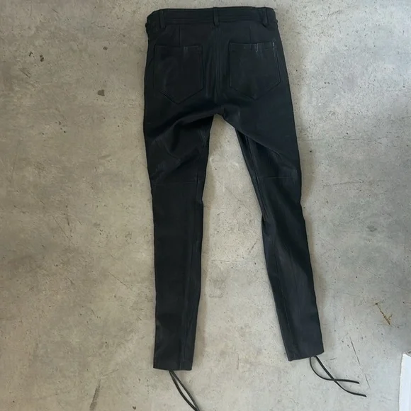 A.L.C. ‘Dent’ Black Lace-Up Leather Pants Size 2 - Picture 11 of 14